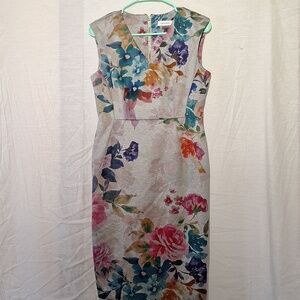 Calvin Klein Multicolor Floral Bodycon Midi Dress, Sz 6, NWOT